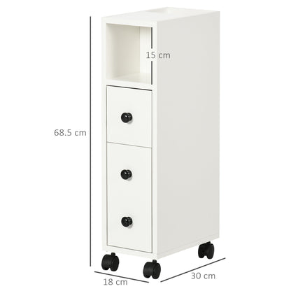 kleankin Slimline Bathroom Storage Cabinet - White