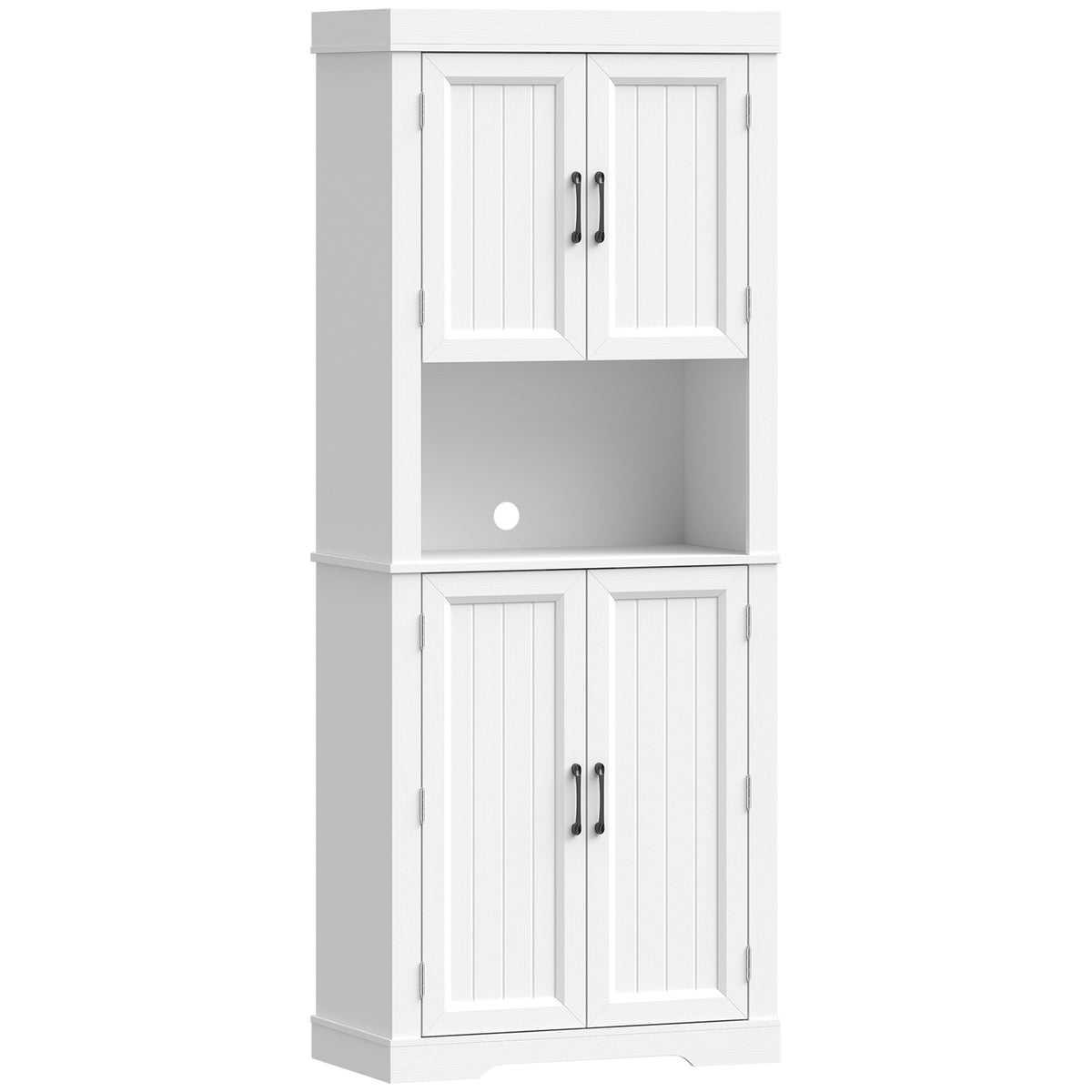 HOMCOM 183 cm Tall Kitchen Cupboard, Kitchen Cabinet with Open Countertop, Door Racks and Adjustable Shelves, White