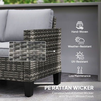 Outsunny Two-Seater Rattan Outdoor Sofa - Dark Grey