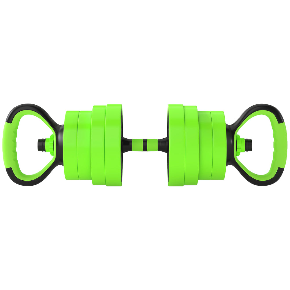 SPORTNOW 30kg 6-in-1 Adjustable Weight Dumbbells Set, Barbell, Kettlebell, Push Up Stand - Green