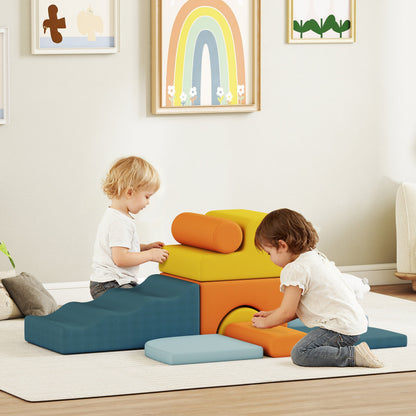 AIYAPLAY 9-Piece Soft Play Set, Kids Soft Play Foam Blocks with Detachable Cover for Climbing and Crawling