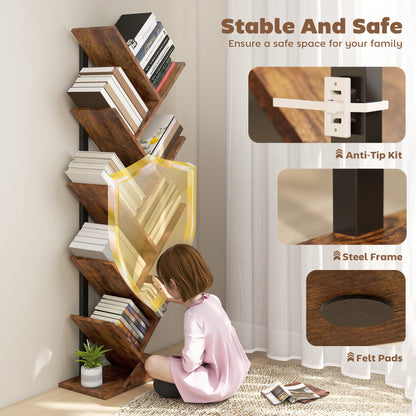 HOMCOM Eight-Section Tree Bookcase - Wood-Effect