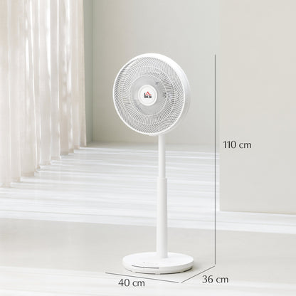 HOMCOM Pedestal Fan with Oscillating, Tilt, Adjustable Height, White