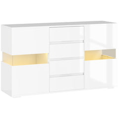 HOMCOM LED Light Sideboard - High Gloss White