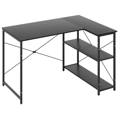 L-shaped Computer Desk Reversible Corner Desk with Adjustable Shelf-Black