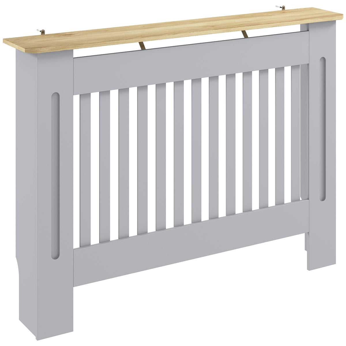HOMCOM Slatted Radiator Cover, Painted Cabinet with Line Grill Design, 112W × 19D × 81H cm, Grey