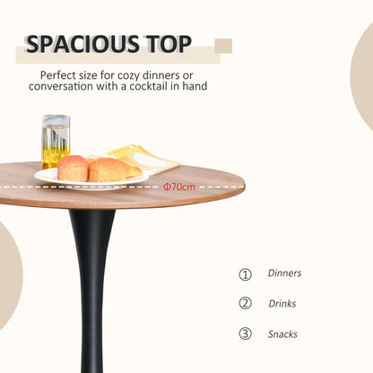 HOMCOM Modern Round Dining Table Leisure Coffee Bistro Table with Metal Base for Kitchen & Dining Room Brown