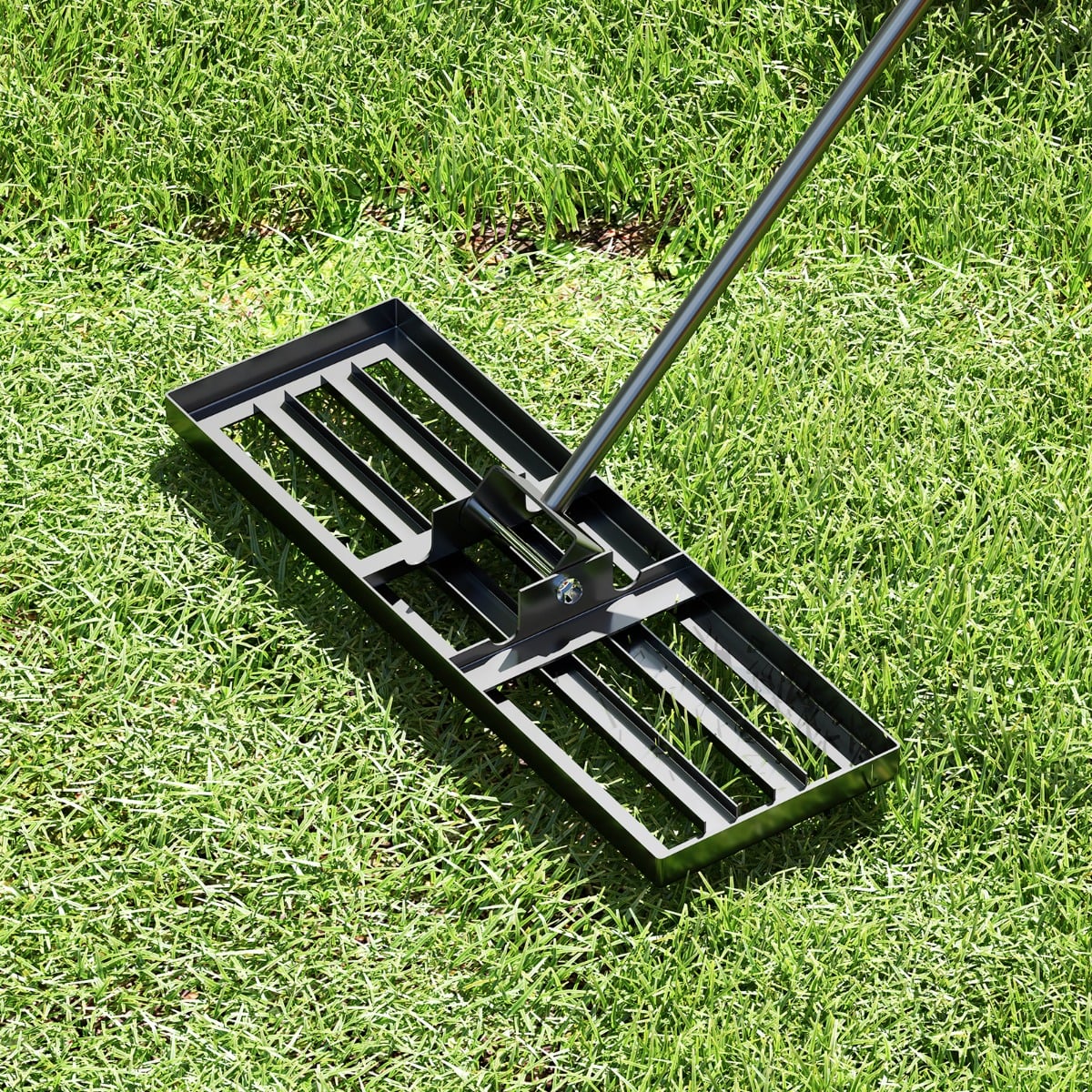 75/91/106 x 25cm Lawn Leveling Rak with Ergonomic Handle-75 x 25 cm-Black