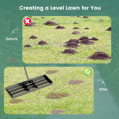 75/91/106 x 25cm Lawn Leveling Rak with Ergonomic Handle-75 x 25 cm-Black