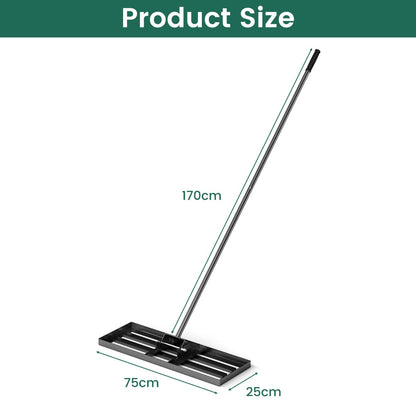 75/91/106 x 25cm Lawn Leveling Rak with Ergonomic Handle-75 x 25 cm-Black