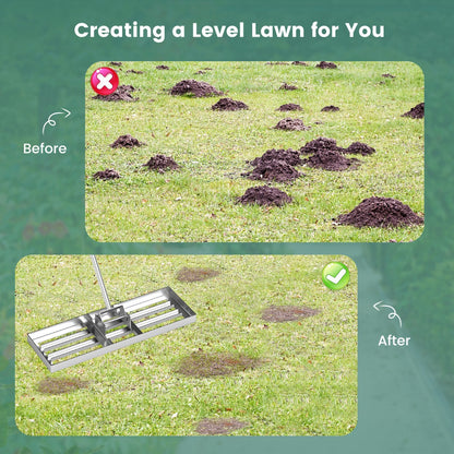 75/91/106 x 25cm Lawn Leveling Rak with Ergonomic Handle-75 x 25 cm-Silver