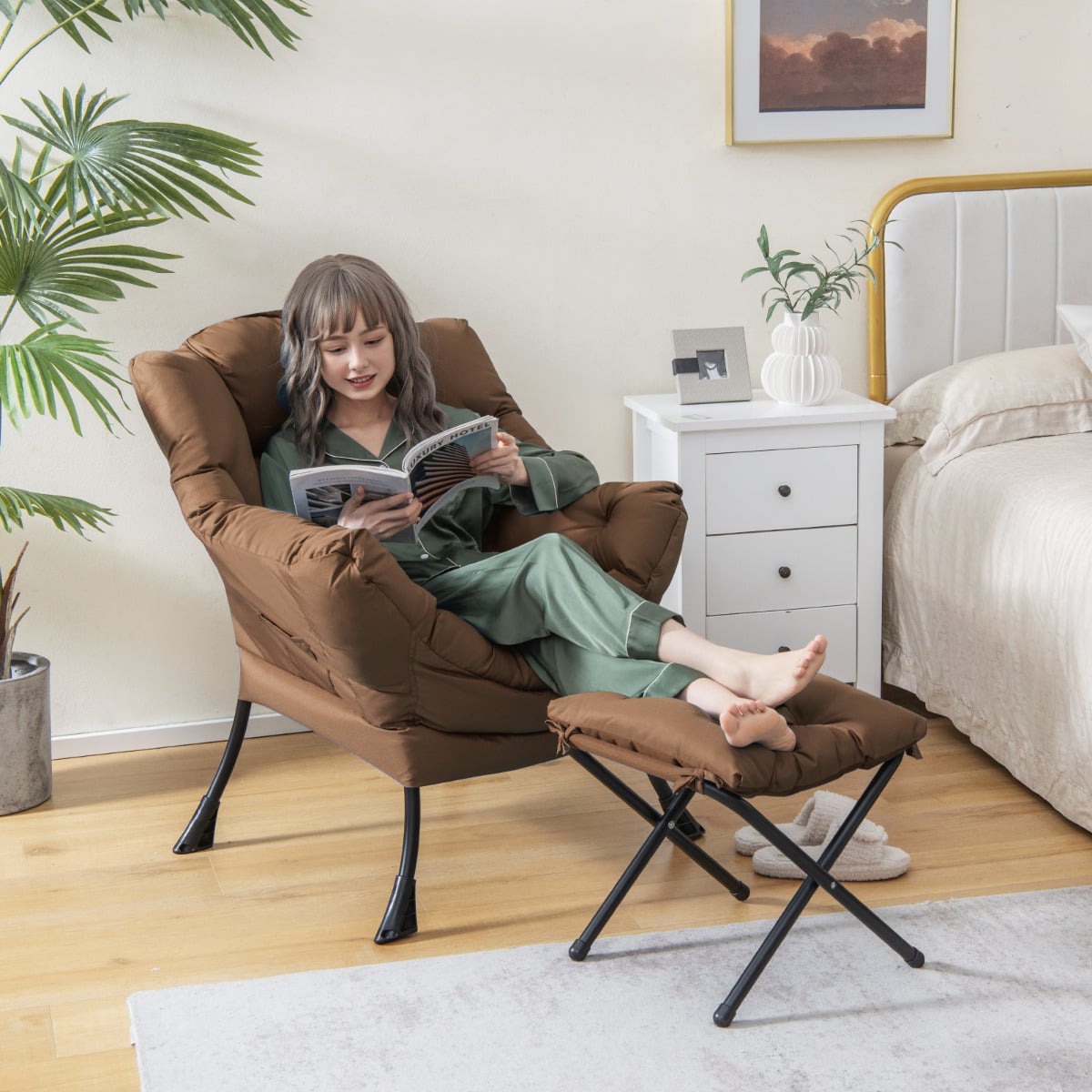 Lazy Chair with Ottoman-Coffee
