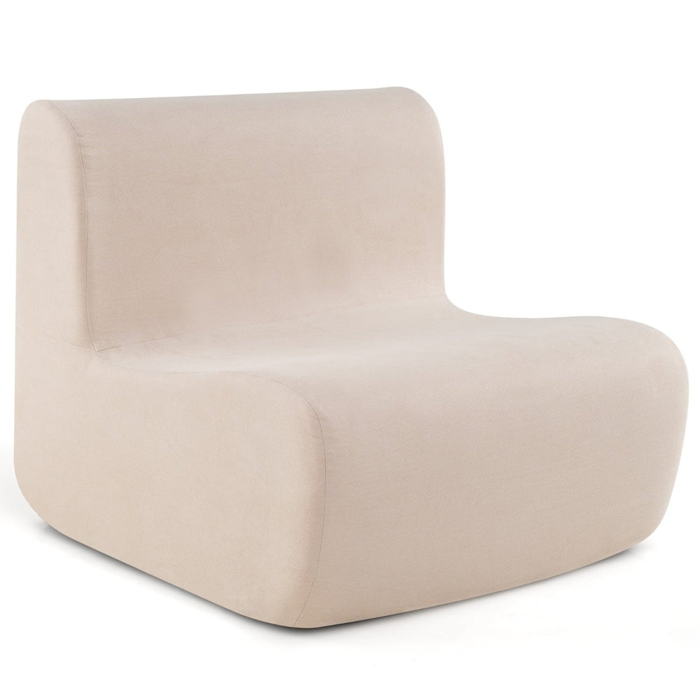 Lazy Floor Sofa Chair with Soft Velvet and Ergonomic Support-Beige