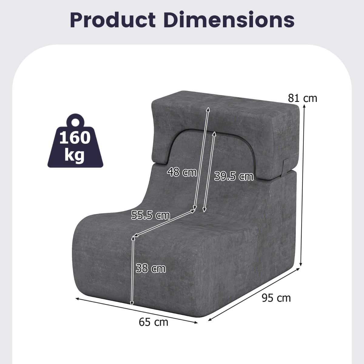 Lazy Sofa with Detachable Headrest and Washable Ice Velvet Cover-Grey
