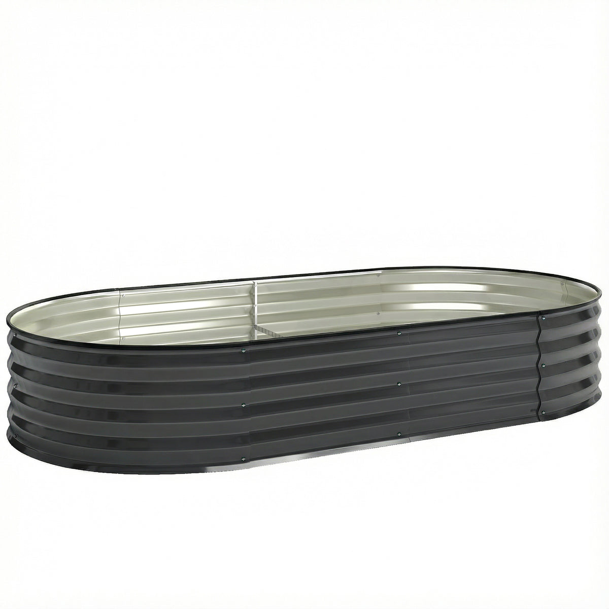 Outsunny Galvanised Raised Garden Bed, Metal Planter Box with Safety Edging, for Flowers, Herbs, Succulents, Dark Grey