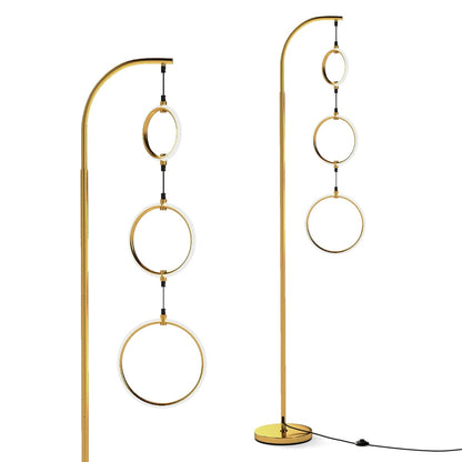 3-Circle LED Floor Lamp with Foot Pedal Switch and 3 Color Temperatures-Golden