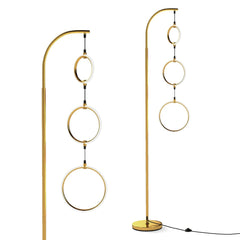 3-Circle LED Floor Lamp with Foot Pedal Switch and 3 Color Temperatures-Golden