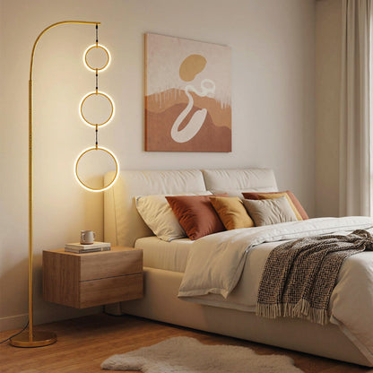 3-Circle LED Floor Lamp with Foot Pedal Switch and 3 Color Temperatures-Golden