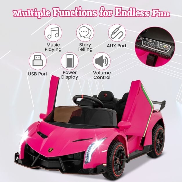 Licensed Lamborghini 4WD Kids Ride-on Sports Car-Pink