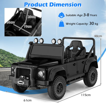 Licensed Land Rover Defender 12V Ride On Toy Car with Parent Remote Control -Black
