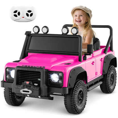 Licensed Land Rover Defender 12V Ride On Toy Car with Parent Remote Control -Rose