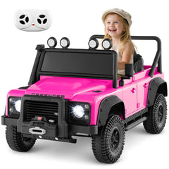 Licensed Land Rover Defender 12V Ride On Toy Car with Parent Remote Control -Rose