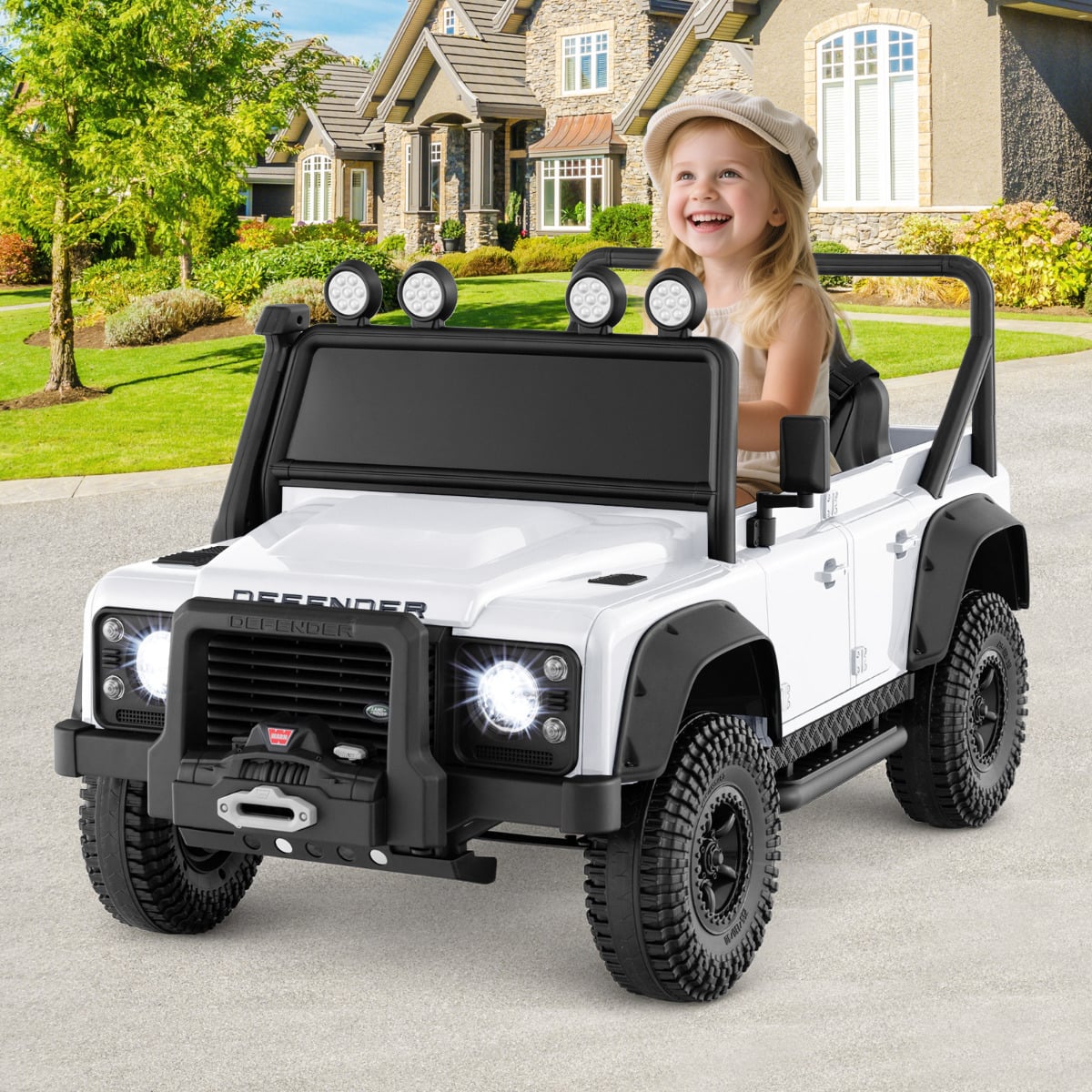 Licensed Land Rover Defender 12V Ride On Toy Car with Parent Remote Control -White