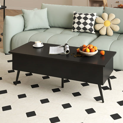 Lift Top Coffee Table Modern Center Table with 2 Hidden Storage Compartments-Black