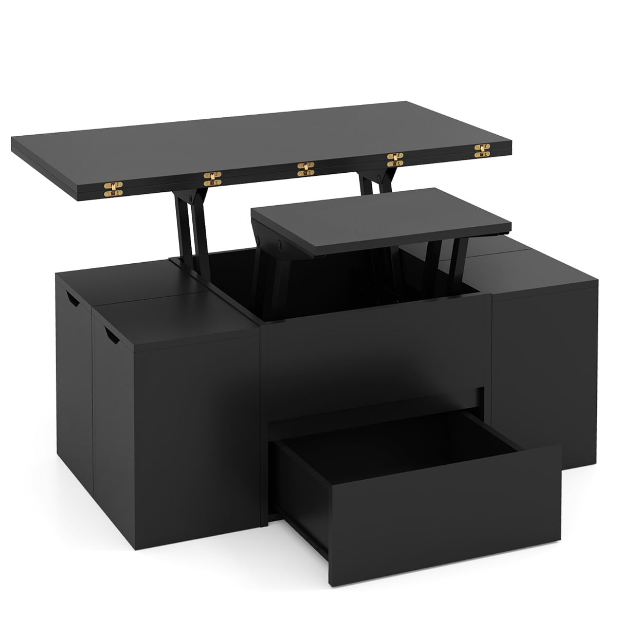 Lift Top Coffee Table with Hidden Compartment and Drawer-Black