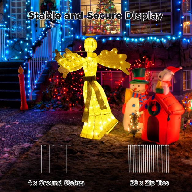 1.5 M Lighted Christmas Angel with 100 LED Lights and Zip Ties