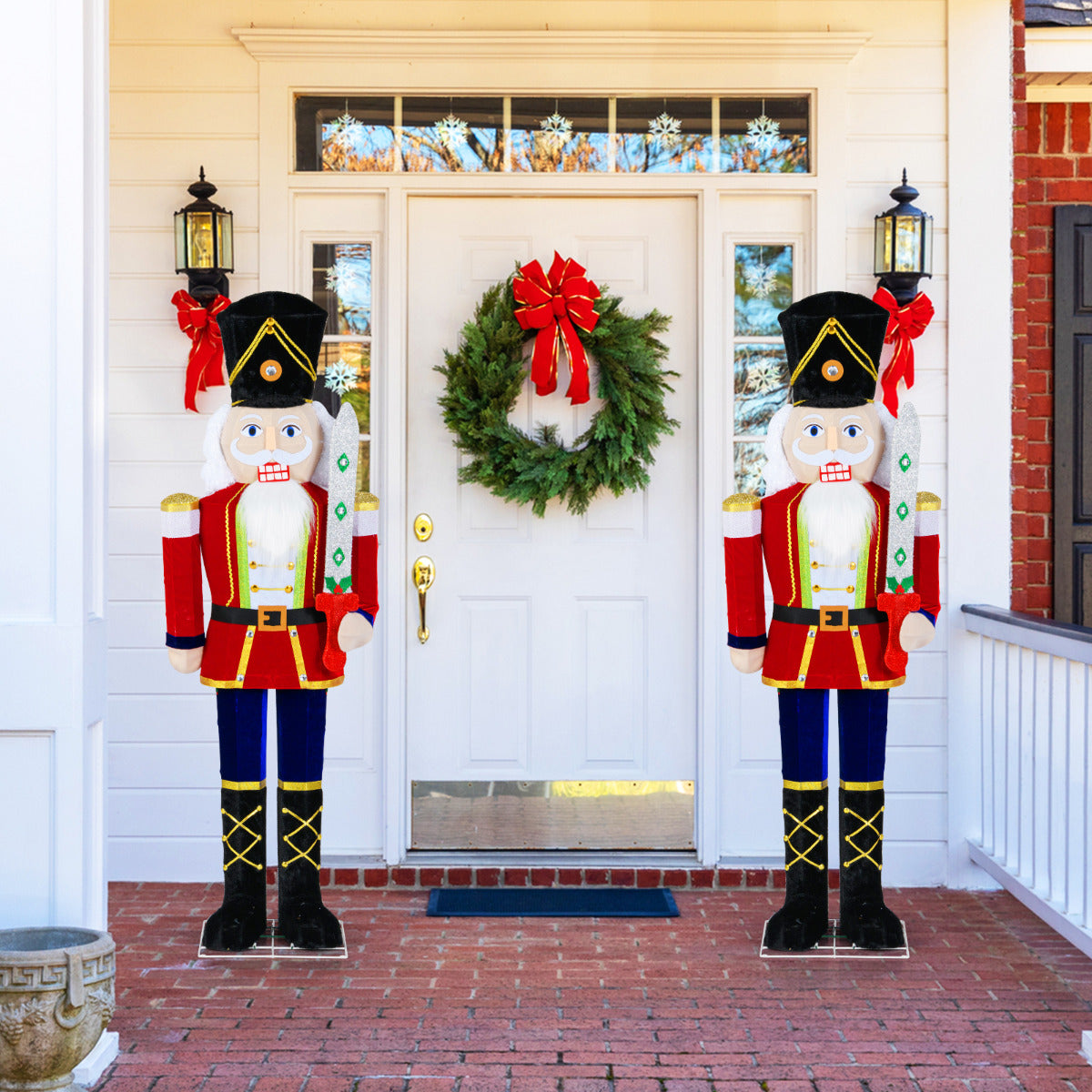 Lighted Nutcracker Soldier Outdoor Christmas Decoration with Glitter Sword