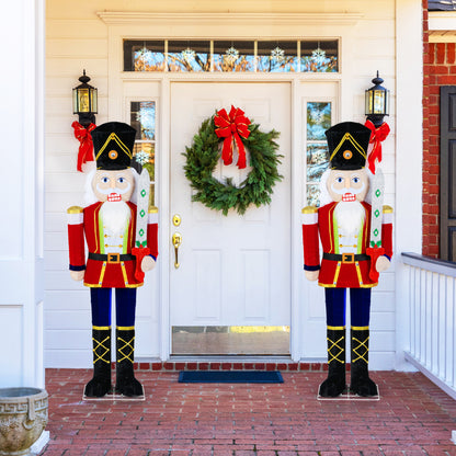Lighted Nutcracker Soldier Outdoor Christmas Decoration with Glitter Sword
