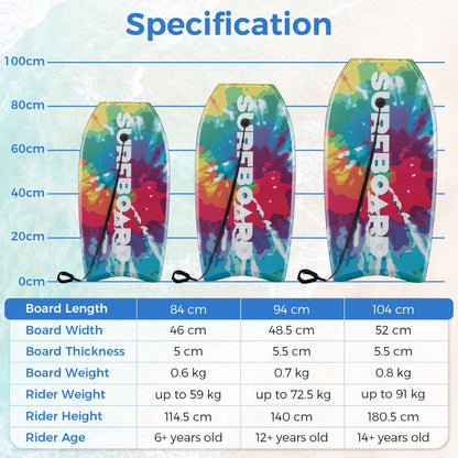 Lightweight Body Board with EPS Core and XPE Deck and HDPE Bottom for Beach Sea and Pool-M