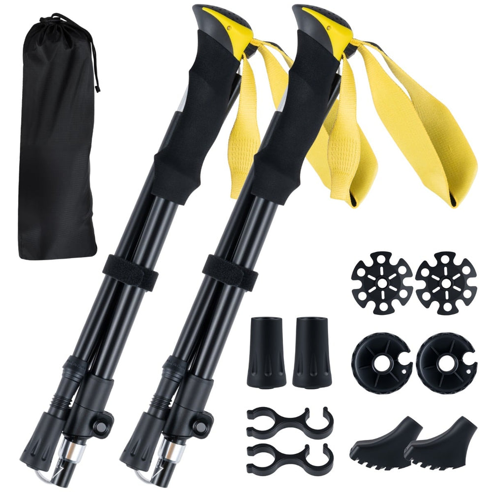 Lightweight Tri-fold Walking Sticks with Flip Lock and EVA Foam Handle-Yellow