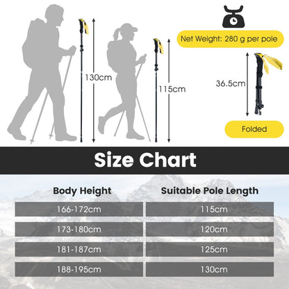 Lightweight Tri-fold Walking Sticks with Flip Lock and EVA Foam Handle-Yellow