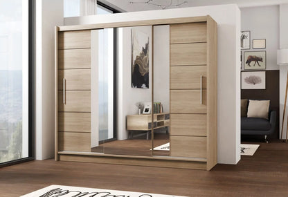 Louane 3 Door Sliding 250cm Wardrobe with Mirror - White