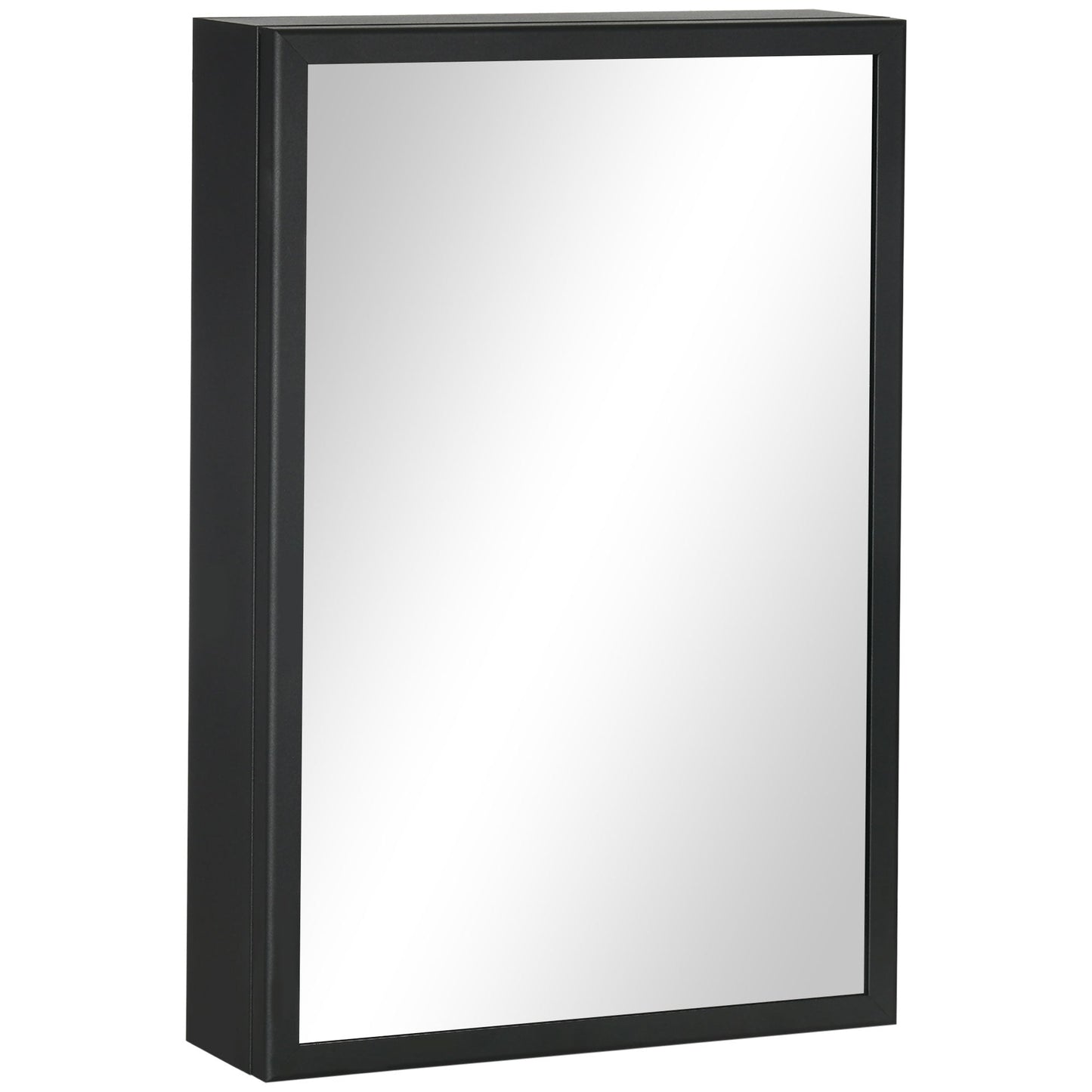 kleankin Bathroom Cabinet with Mirror, Wall Mounted Bathroom Mirror Cabinet with Storage Shelves, 40 x 12 x 60 cm, Black