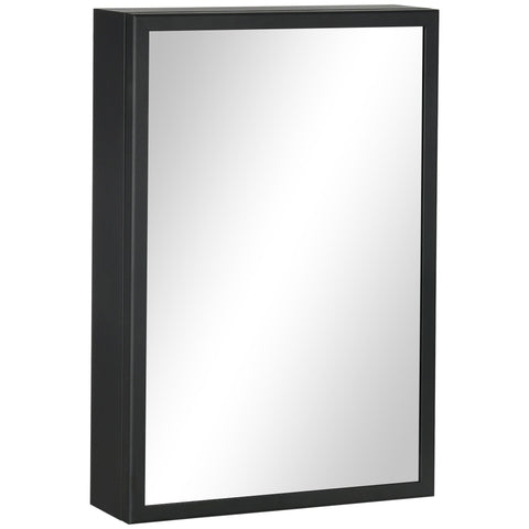 kleankin Bathroom Cabinet with Mirror, Wall Mounted Bathroom Mirror Cabinet with Storage Shelves, 40 x 12 x 60 cm, Black
