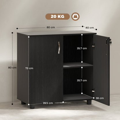 Vinsetto Two-Tier Locking Office Storage Cabinet - Black