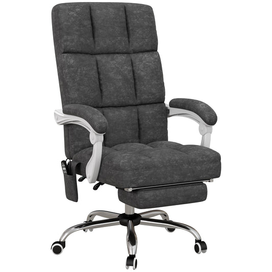 Vinsetto Massage Office Chair, Ergonomic Desk Chair, Comfy Work Study Chair with Heat, Padded Seat, 135  Reclining Back and Footrest for Home Office, Charcoal Grey