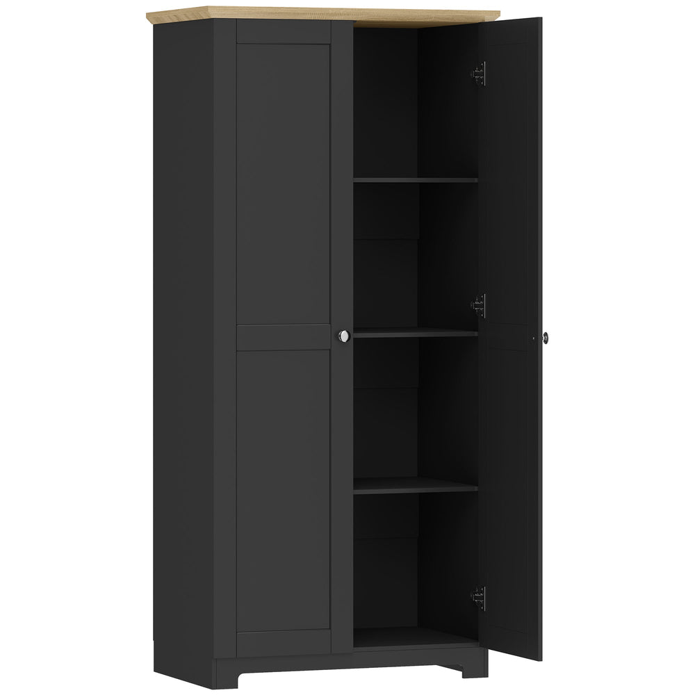HOMCOM Kitchen Cupboard, 172cm Freestanding Storage Cabinet with Doors and Shelves, Black