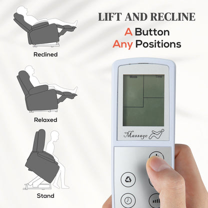 HOMCOM Riser and Recliner Chair with Massage, Heat, Power Lift Recliner Chair for Elderly with Remote Control, Extended Footrest, Dual Side Pockets, Overstuffed Electric Reclining Armchair, Dark Grey