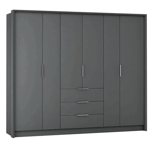 Stafford 255cm Large Wardrobe with 3 Drawers - Graphite or White
