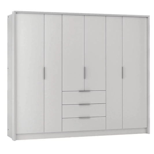 Stafford 255cm Large Wardrobe with 3 Drawers - White or Graphite