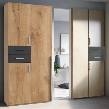 FENTON 5 Door Wardrobe Finish Oak and Graphite 225cm