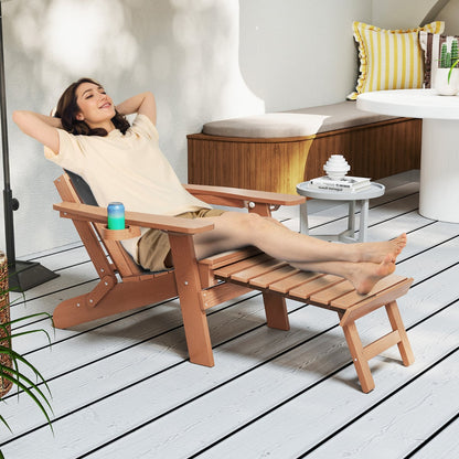 Lounge Patio Adirondack Chair Set of 2 with Retractable Footrest-Brown