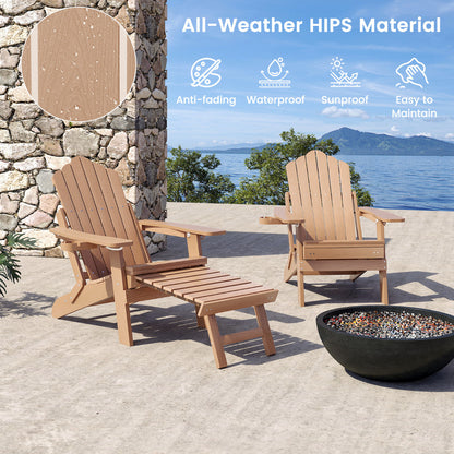 Lounge Patio Adirondack Chair Set of 2 with Retractable Footrest-Brown