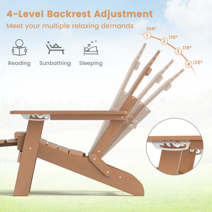 Lounge Patio Adirondack Chair Set of 2 with Retractable Footrest-Brown