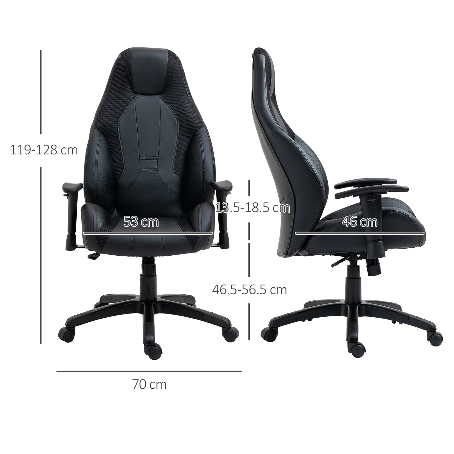 Vinsetto High Back Executive Office Chair Mesh & Fuax Leather Gaming Gamer Chair with Swivel Wheels, Adjustable Height and Armrest, Black