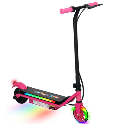 AIYAPLAY Electric Scooter for Kids Aged 6-14 Years, with Colourful Lights, Pink